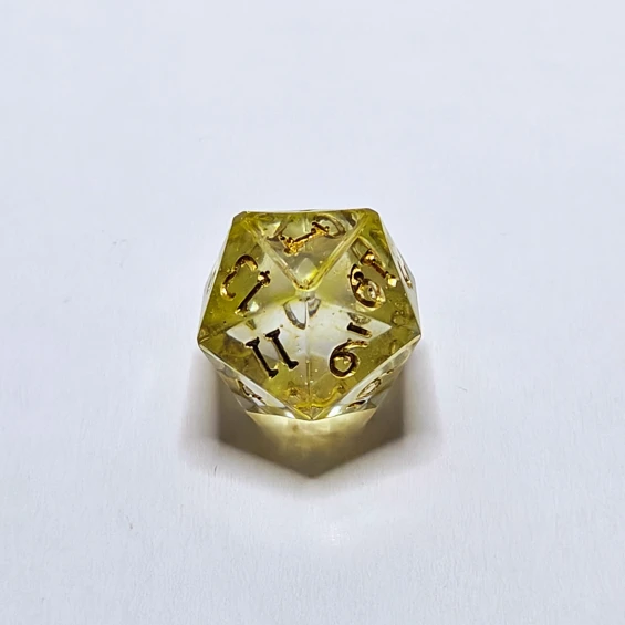 d20, tiny bubbles on side 1, 13, 19, 20