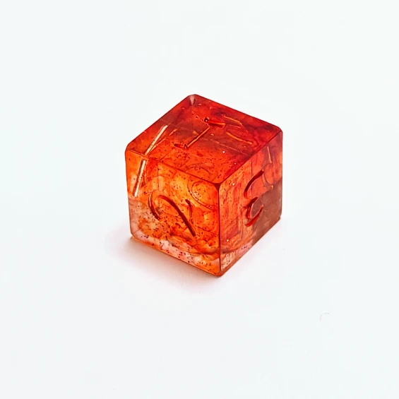 d6, Orange with red metallic flakes