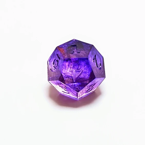 d12, Purple with red metallic flakes