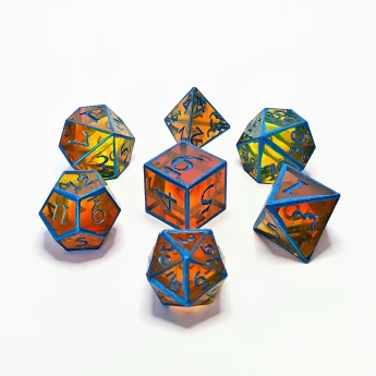 "Citrine Sapphire" Handmade Resin Dice Set (Sharp)