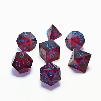"Black Cherry" Handmade Resin Dice Set (Sharp)