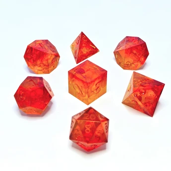 "Firewalker" Handmade Resin Dice Set (Sharp)