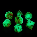 Dice glow in the dark; place in bright sunlight to charge