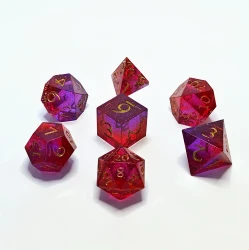 "Fancy Flamingo" Handmade Resin Dice Set (Sharp)